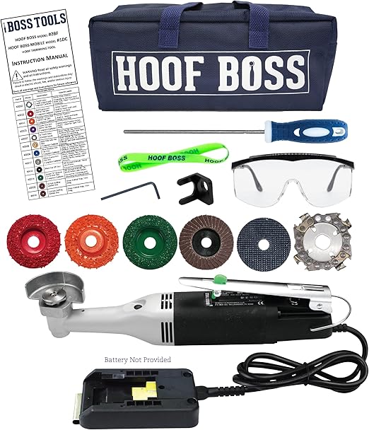 Hoof Boss - Horse Hoof Trimmers Complete Mobile Set - Horse Hoof Trimming Tools - Farrier Tool Kit - Requires 20 Volt Battery Not Included
