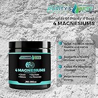 Vista 2 de Purity's Best 4 MAGNESIUMS, Premium Magnesium Glycinate, Malate, L-Threonate, Citrate, 300mg, 180 Veggie Capsules, Third Party Tested, 3 Months