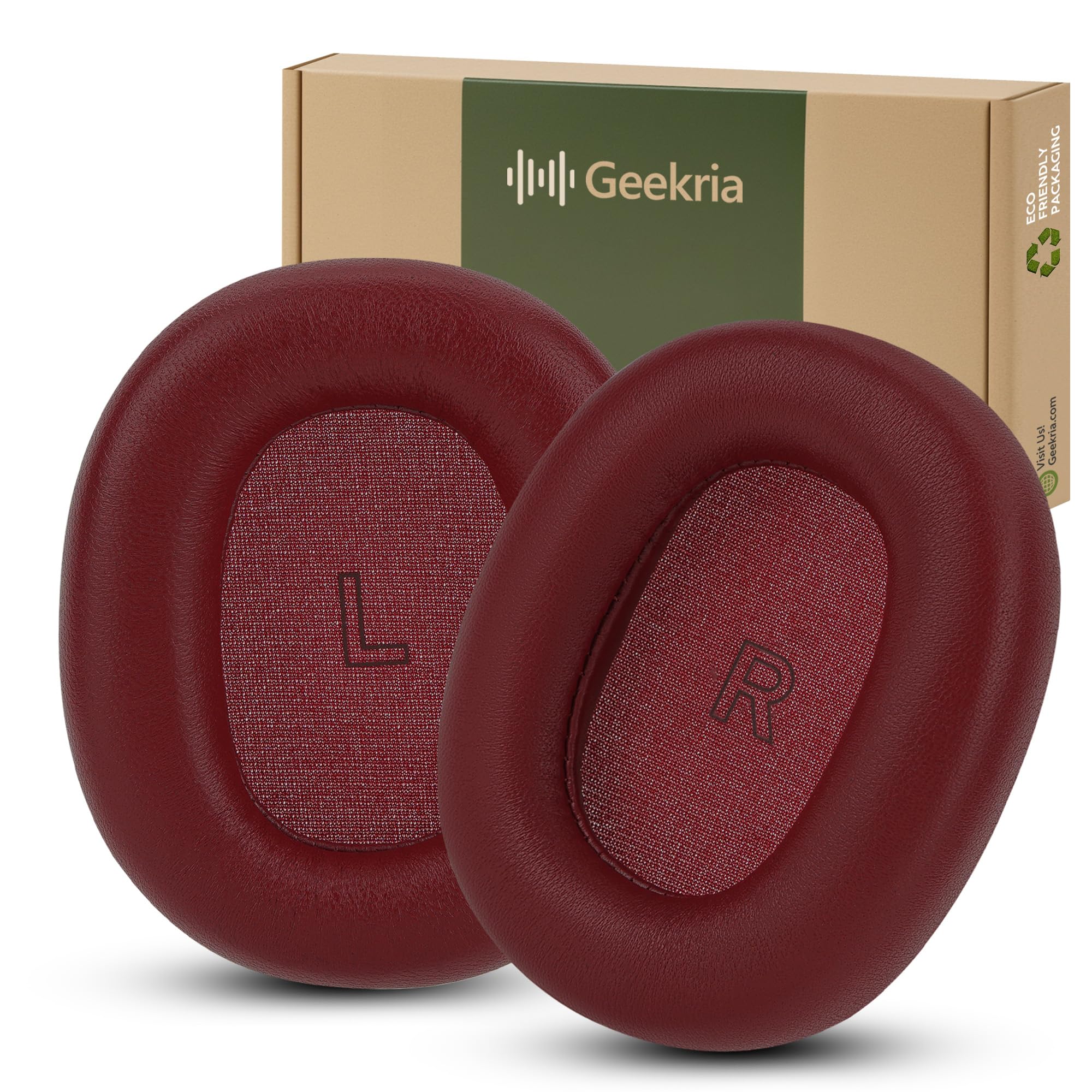 Geekria Elite-Lammfell-Ohrpolster-Ersatz, kompatibel mit Bang & Olufsen Beoplay H95 Wireless, Premium-Leder-Ohrpolster-Reparaturteile (Rot)