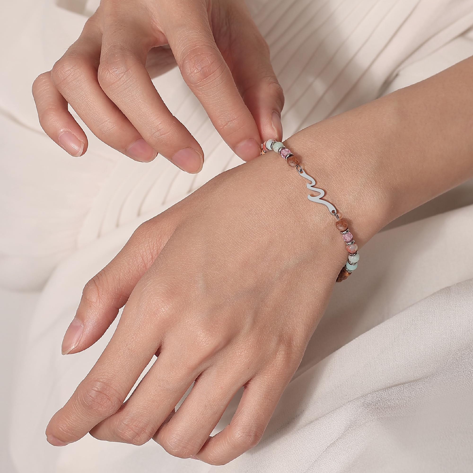 AryaHozel Wave Bracelets for Women, Graduation Gift for Her, Jewelry Gifts for Mom, Daughter, Best Friend, Sister | 13th 21st 30th 40th 50th 60th 70th Birthday Gifts for Women