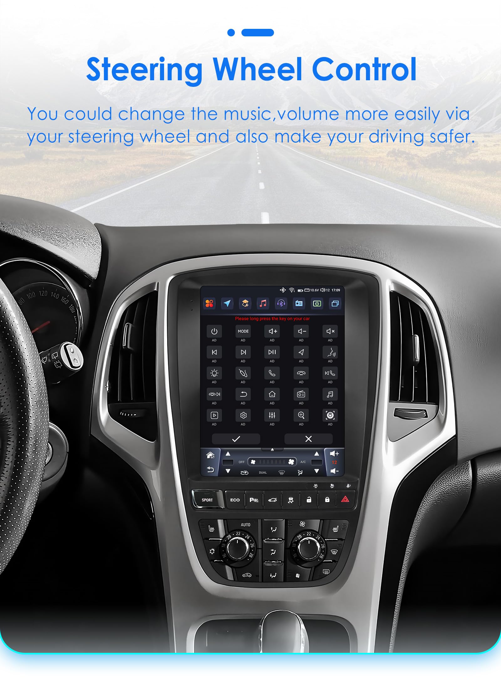 Android 13 Autoradio 9.7 pollici Touchscreen 8 core per Opel Astra J/Vauxhall Buick Verano 2009-2015 WiFi Wireless Android Auto & Wireless Carplay Bluetooth WiFi 4G GPS RDS AM/FM
