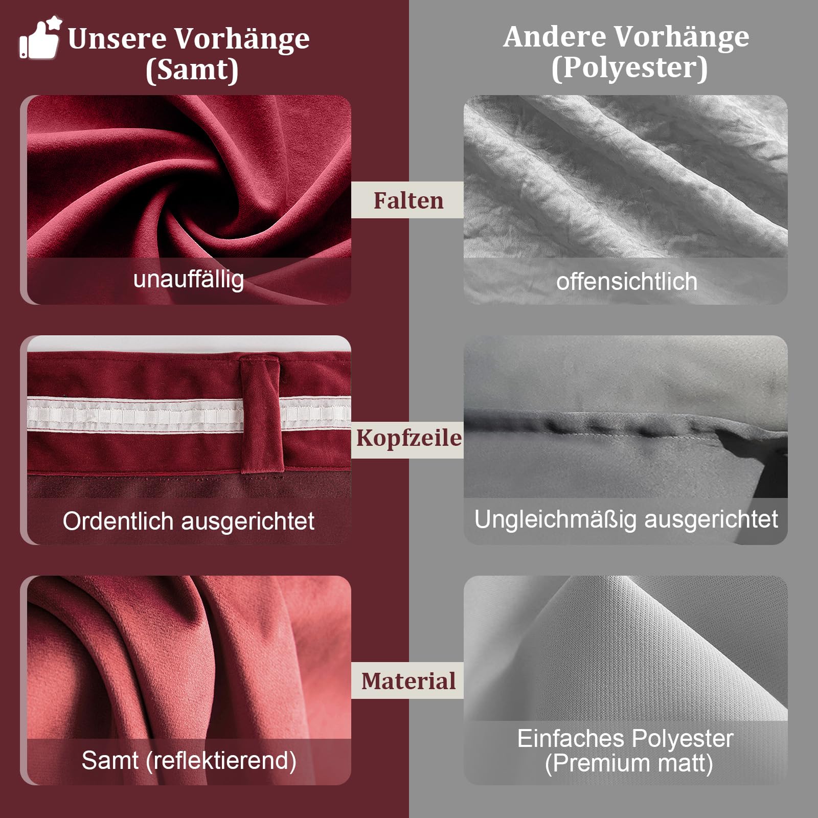 Tende a pannello in velluto 2 pezzi, altezza 274 x larghezza 134 cm, rosso natalizio