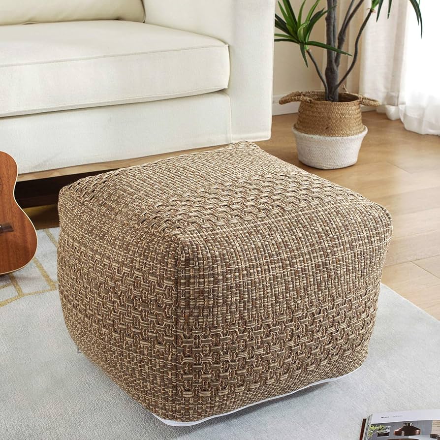 LIFKOME Footstool Square Pouf Ottoman Cotton Pouf Chair