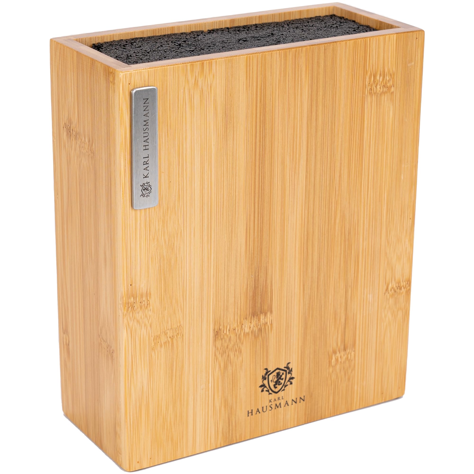 KARL HAUSMANN Bloc Couteaux Universel en Bambou - 23x20x9cm - Support Couteaux avec Insert à Fibres - Porte Couteau Cuisine pour Tous Types de Couteau