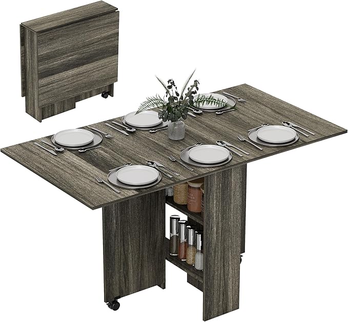 Set di tavolo da pranzo pieghevole e sedie, tavolo da pranzo retrattile