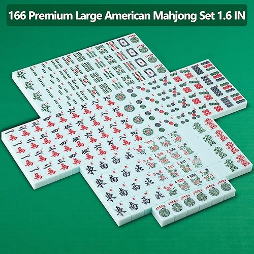Miniatura 2 de YANMEIYA American Mahjong Set 166 Premium Jade Green Mahjong Azulejos grandes Mahjong Set 1.6 pulgadas American Mahjong Set Set