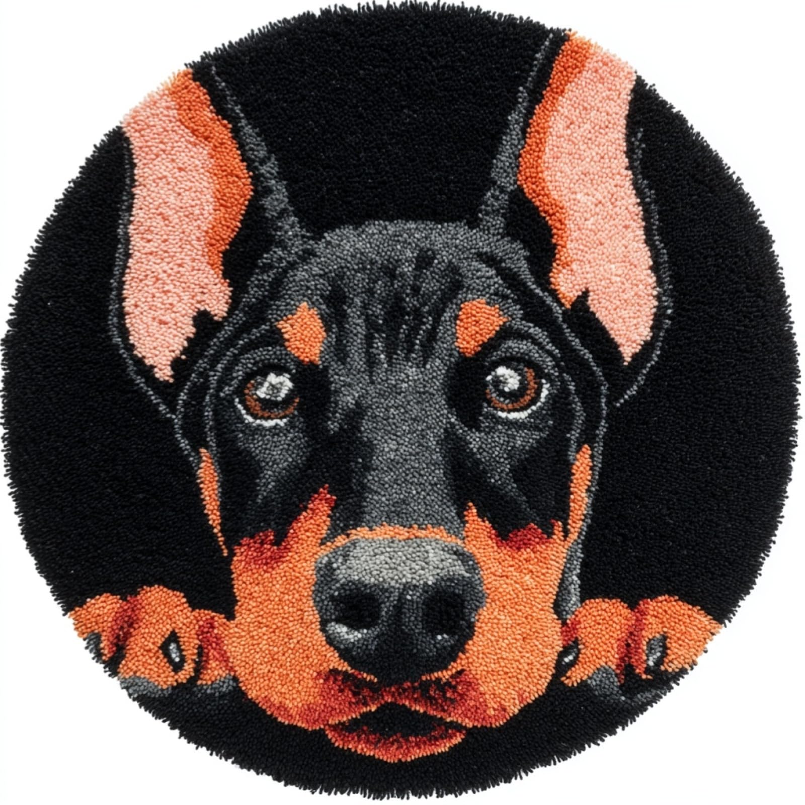 Wallustrioaw 006 Diy Craft Latch Hook Rug Kit,Doberman Pinscher Cartoon Dog,Embroidery Kit,Latch Hook Rug For Adults And Beginners,Craft Gifts Decoration,50X50cm