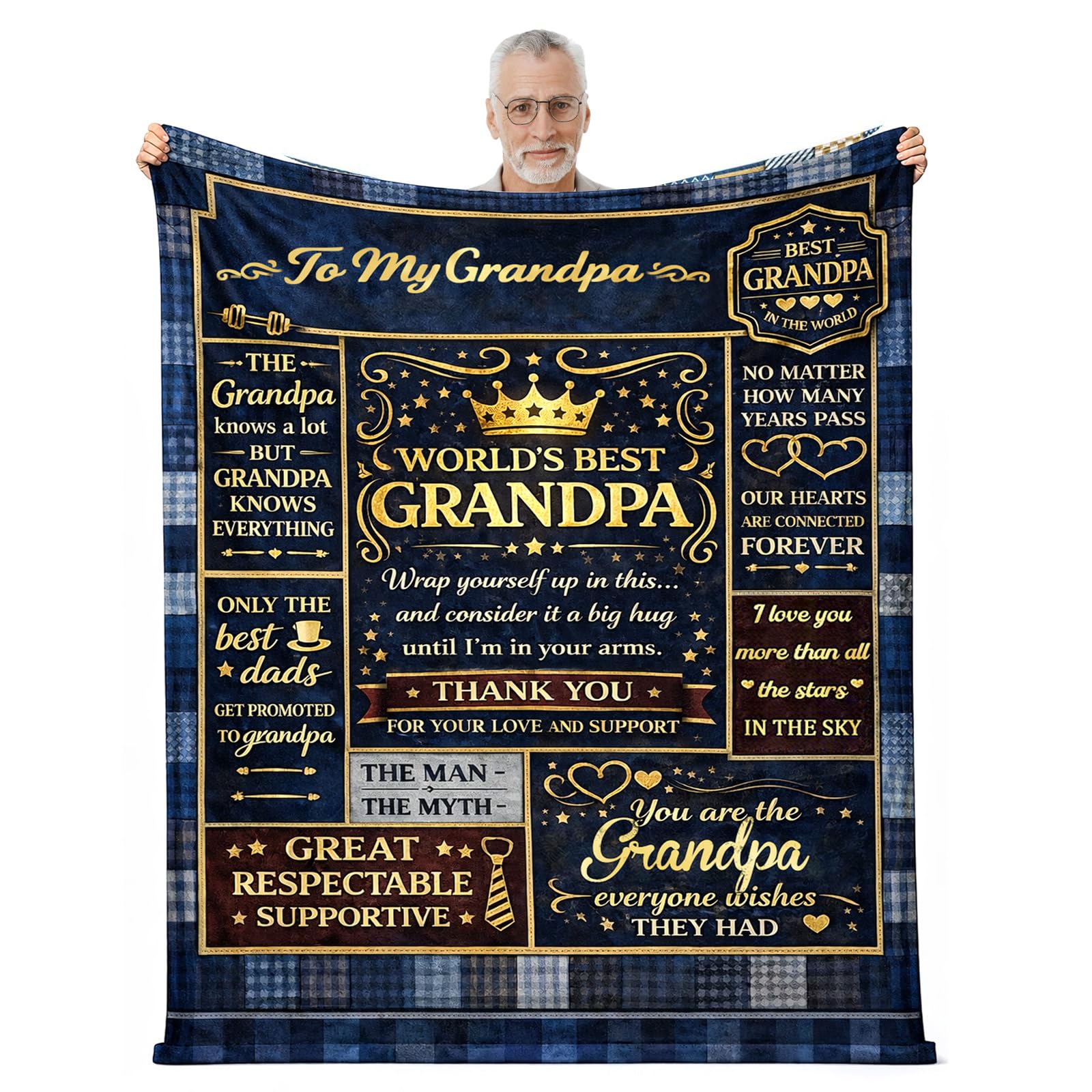 SIMDAO Grandad Birthday Gifts, Flannel Blanket 50"X60", Best Grandad Gift, Grandads Gifts From Grandchildren, Presents for Grandpa