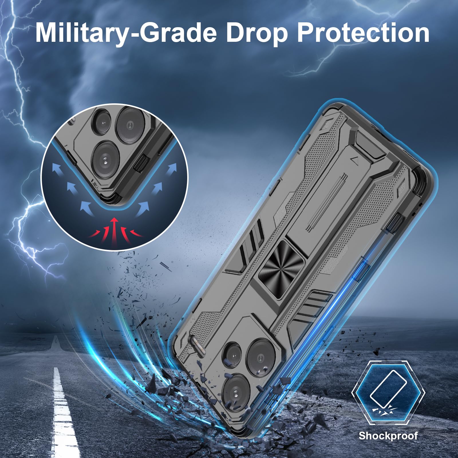 Funda para Xiaomi Redmi Note 15 Pro 5G, Carcasa Antigolpes con Soporte anular metálico, Case Protectora de Grado Militar, Azul — view 512