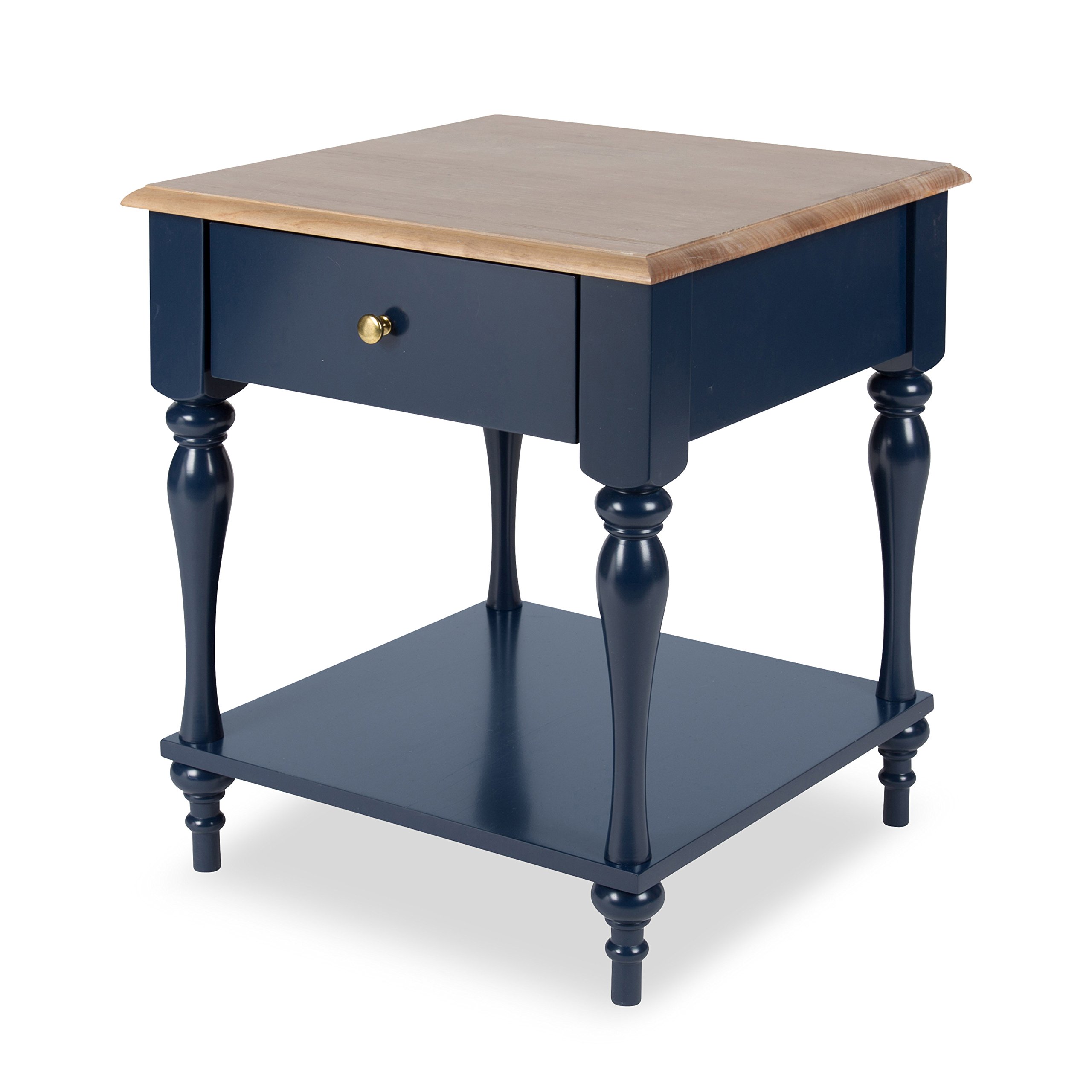 Amazon Com Kate And Laurel Sophia Rustic Wood Top Nightstand Side Table With Drawer And Shelf Navy Blue Furniture Decor