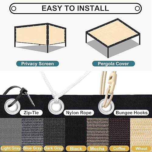 Miniatura 6 de Shade&Beyond - Tela de sombra con 90% de protección solar y ojales, toldo para pérgola, protector solar de lona de malla para patio, exteriores