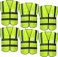 Vista 9 de JaGely Paquete de 30 chalecos de seguridad reflectantes con bolsillos, chaleco de construcción de malla de alta visibilidad para hombres y mujeres