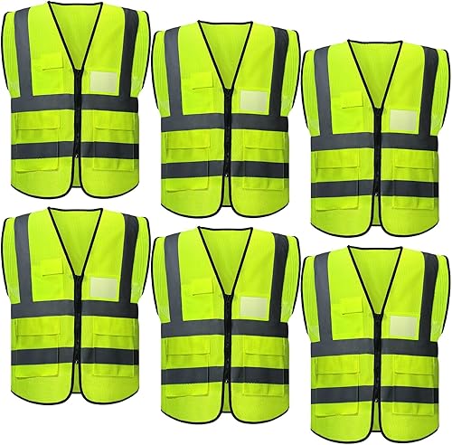 Miniatura 9 de JaGely Paquete de 30 chalecos de seguridad reflectantes con bolsillos, chaleco de construcción de malla de alta visibilidad para hombres y mujeres