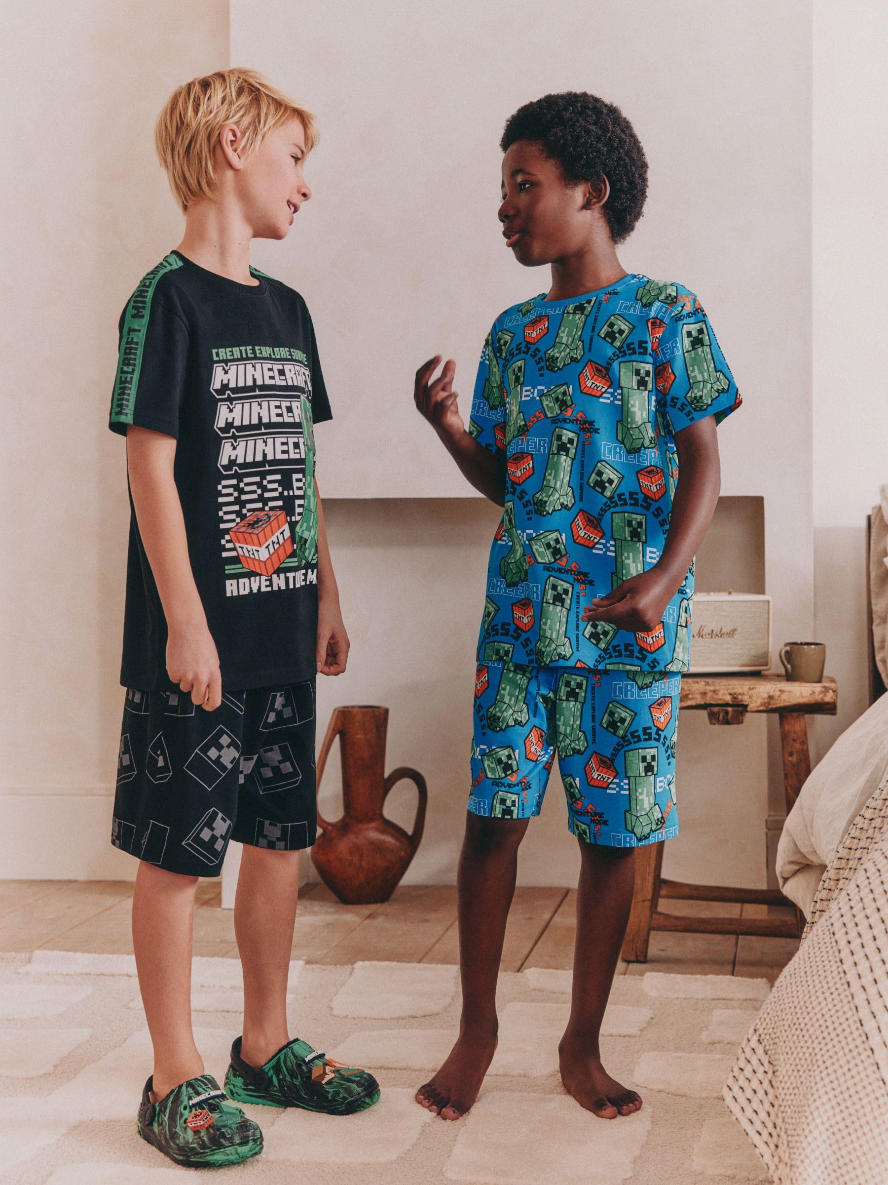 NEXT Garçon Pyjama Short Minecraft sous Licence, Lot de 2