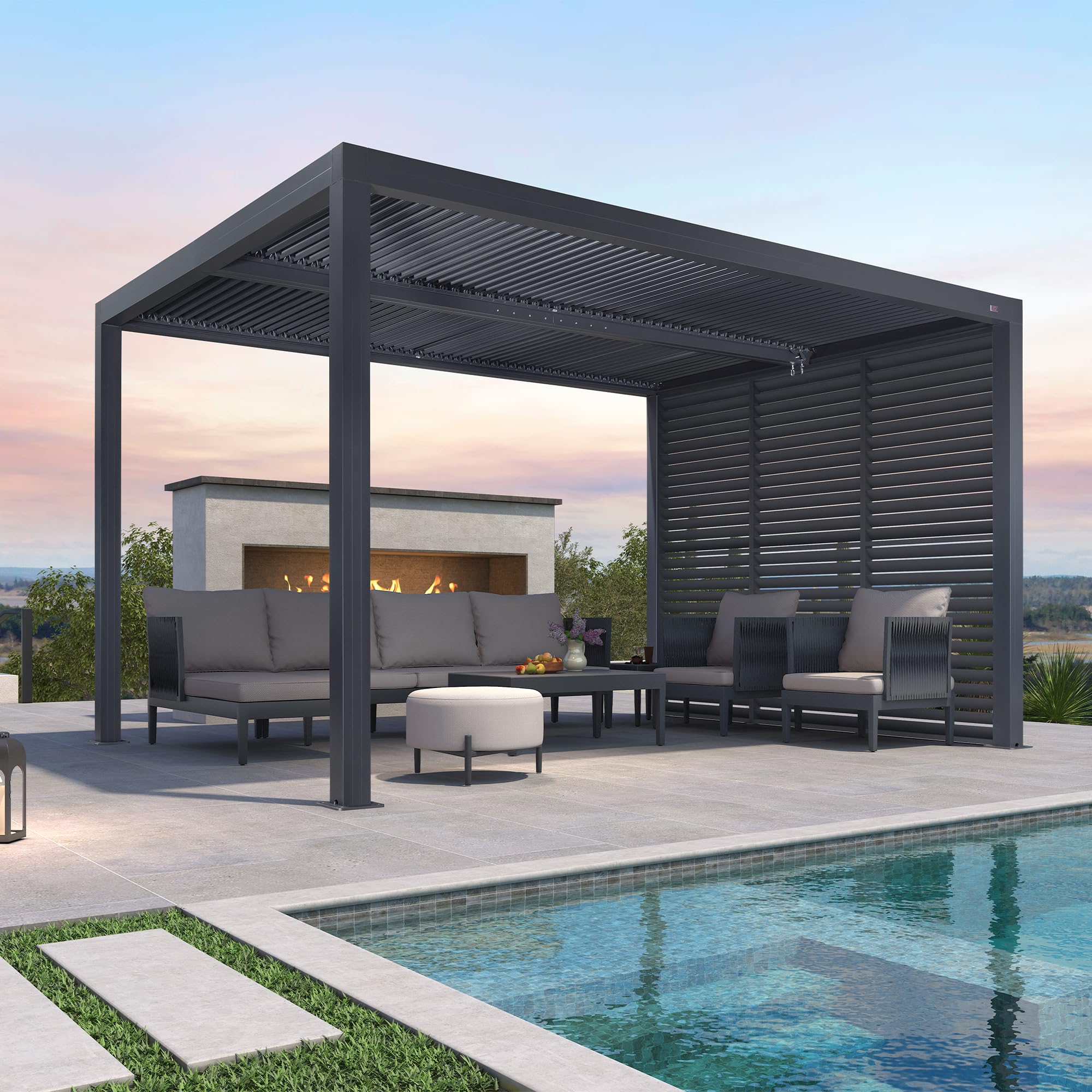 Amazon.com: PURPLE LEAF Louvered Pergola 94AS 11' x 13' Outdoor