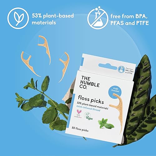 Miniatura 4 de The Humble Co. Porta-hilo dental natural (200 unidades)  Hilo dental vegano, ecológico y sostenible para el cuidado bucal  Ayuda a eliminar la placa