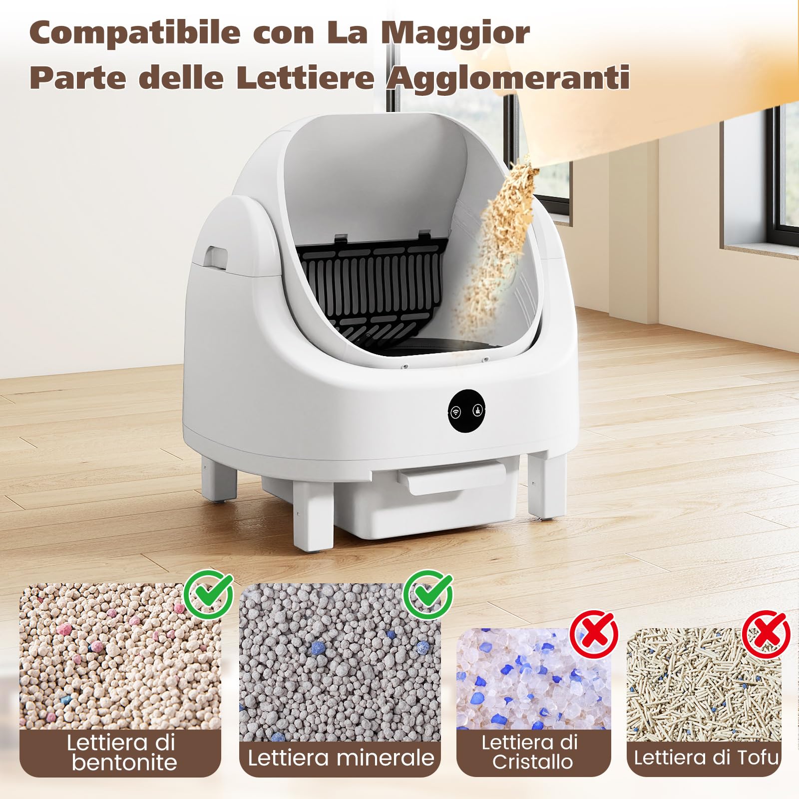 COSTWAY Lettiera Gatto Autopulente con Apertura Superiore