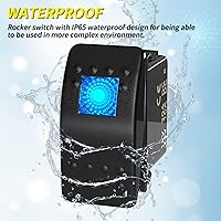 Vista 4 de Joinfworld Interruptor basculante marino de 12 V, 24 V, interruptor basculante iluminado, 12 voltios, 20 A, LED azul, 3 pines, SPST