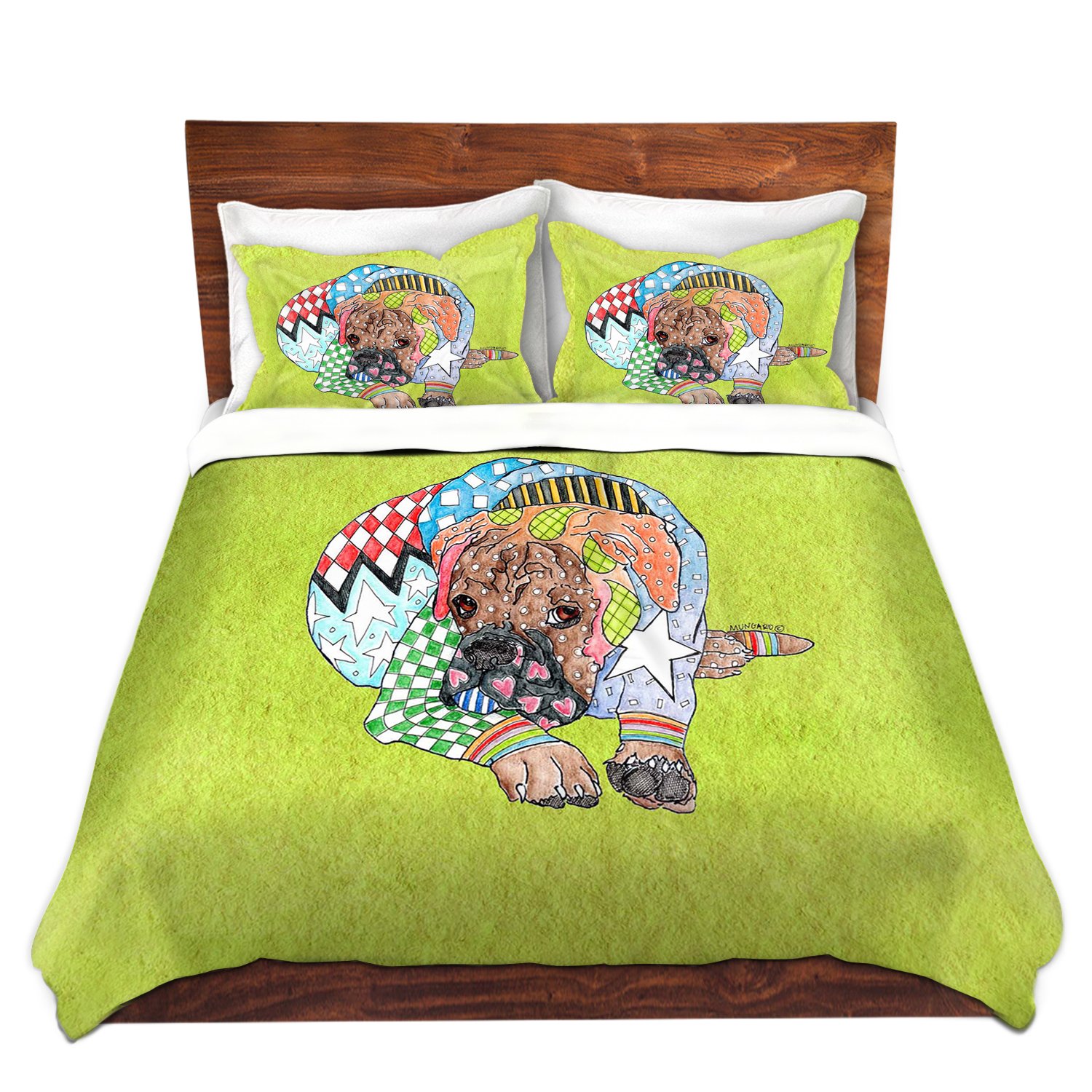 Dia Noche DV-TW-MarleyUngaroBoxerLime8 Duvet Cover Brushed Twill, King Sham Set