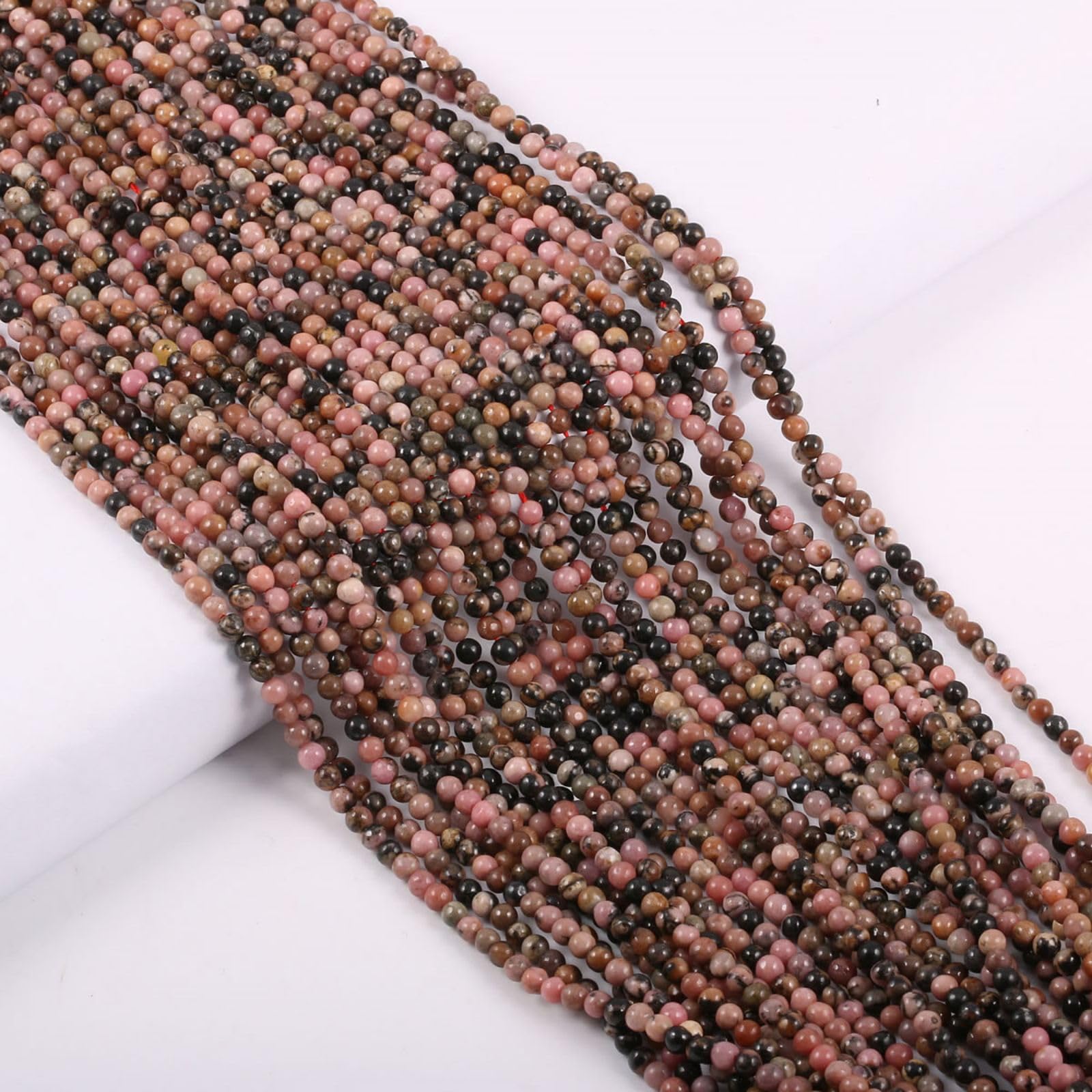 155pcs 2mm Natural Rhodonite Stone Loose Round Beads Gemstone Smooth Samll Spacer Beads for jewerly Making Bracelet Necklace