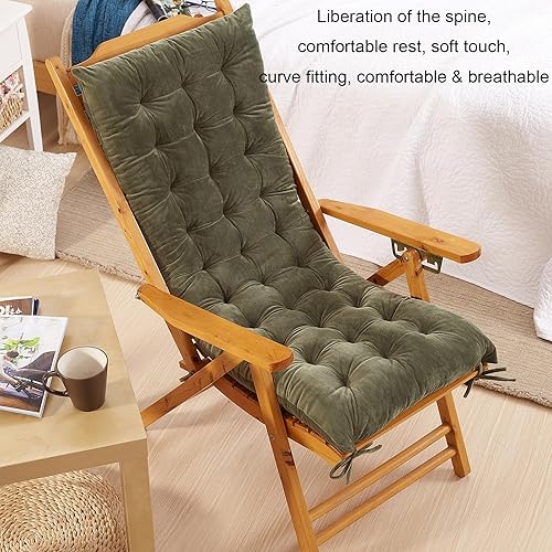 Miniatura 5 de Cojín para silla mecedora con lazos, cojines gruesos para silla del hogar y la cocina, respaldo interior y cojín de asiento para silla de