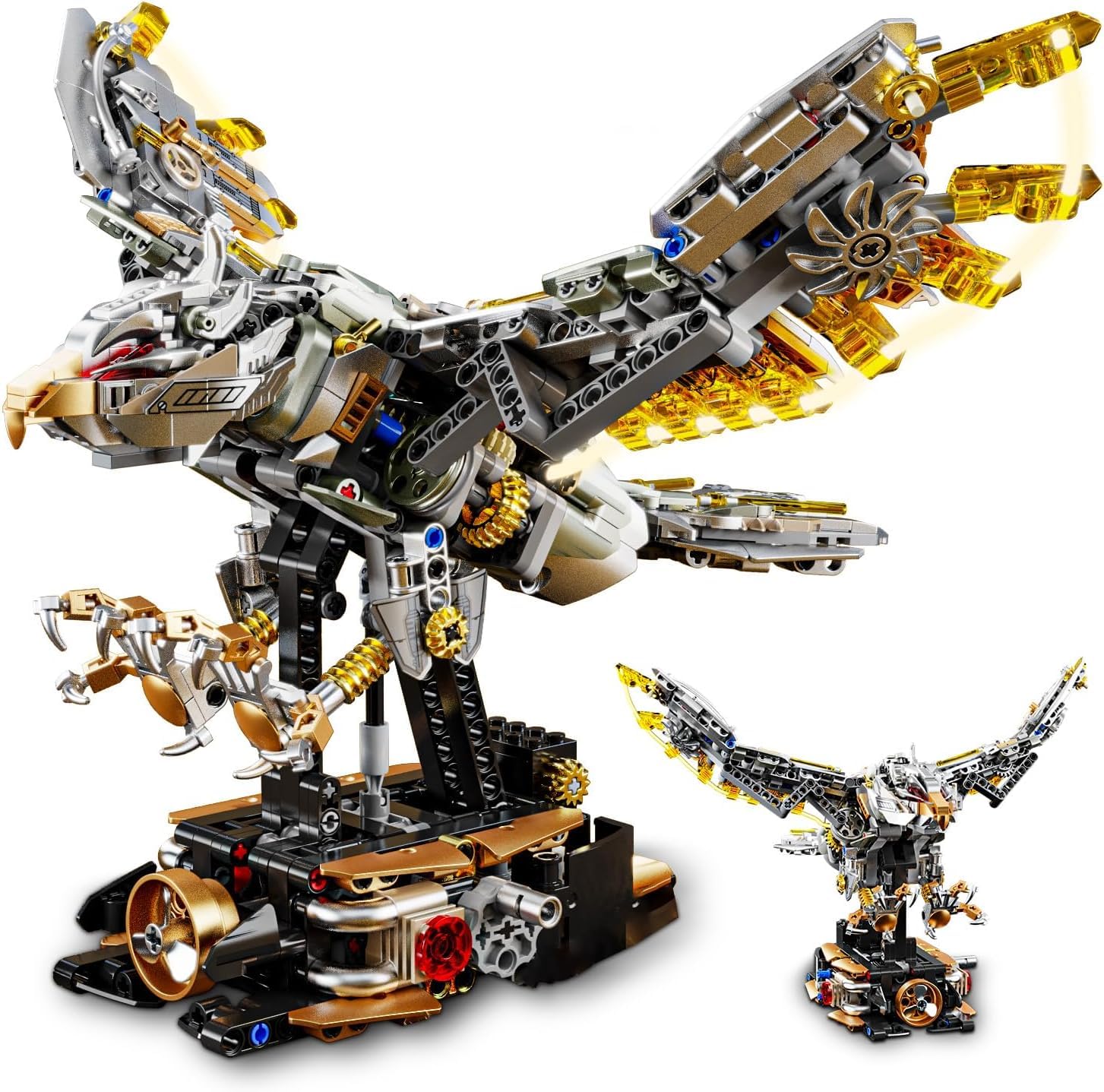 SKY LINE OCEAN Mechanical Eagle Building Block Set 3D Poseable Motorized Model with Articulated Wings and Talons, STEM Toy for Kids and Adults, 6 Months Structural Warranty(1168+pcs)-image-43
