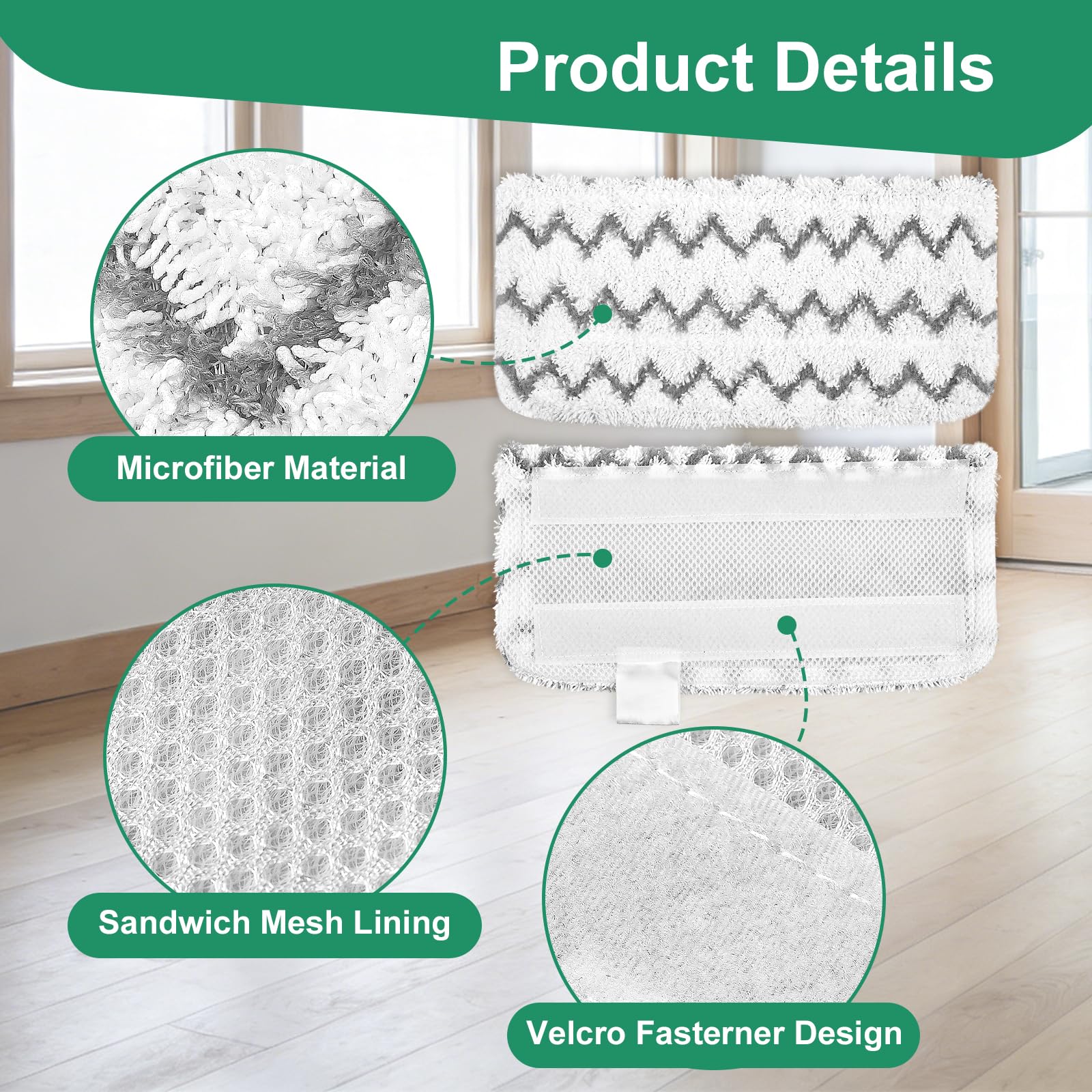 4 Pack Steam Mop Replacement Pads Compatible with Shark Steam Mops S1000/S1000A/S1000C/S1000WM/S1001C, Microfiber Steam Mop Pad, Washable & Reusable Cleaner Pads - 3