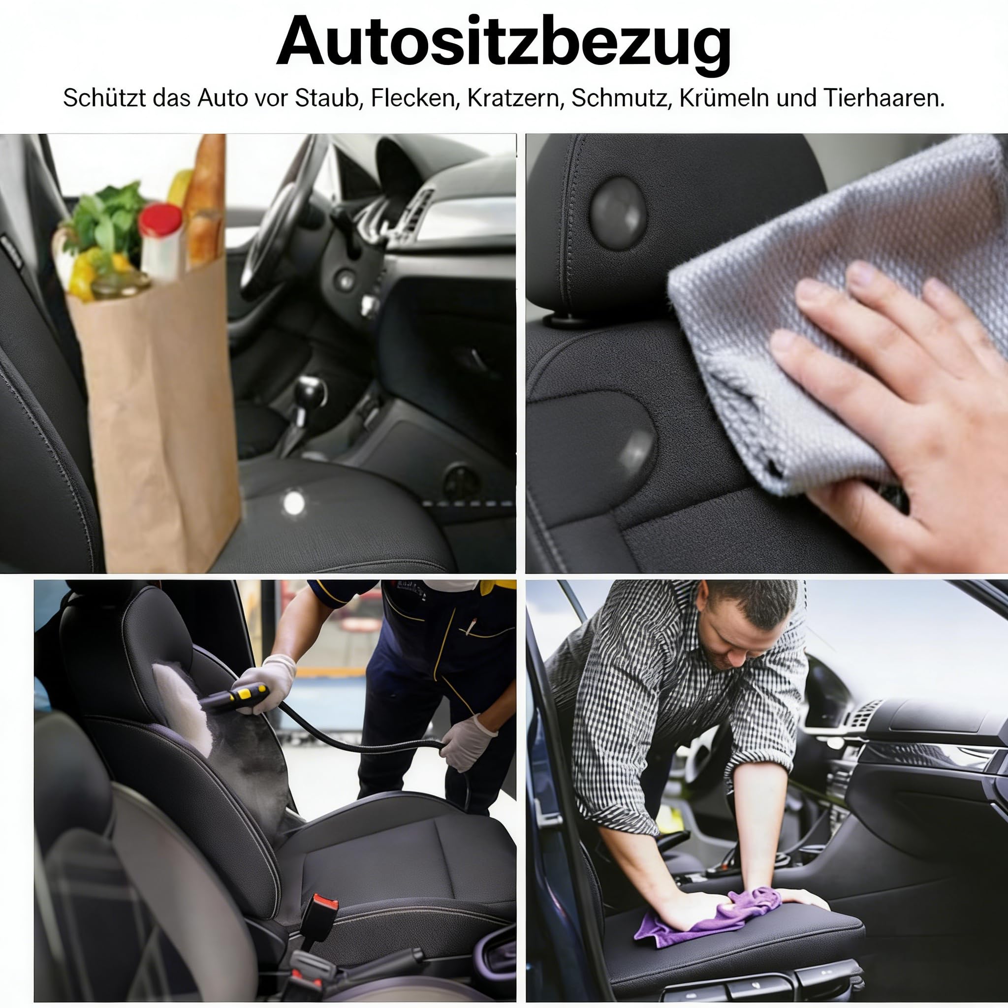 Housse de Siège Auto Enveloppante Intégrale en Simili Cuir, Anti Taches et Anti Rayures pour Nissan Almera Juke Leaf Micra Navara Pulsar Qashqai Qashqai+2 X-trail Avant et Arrière, Intérieur Auto
