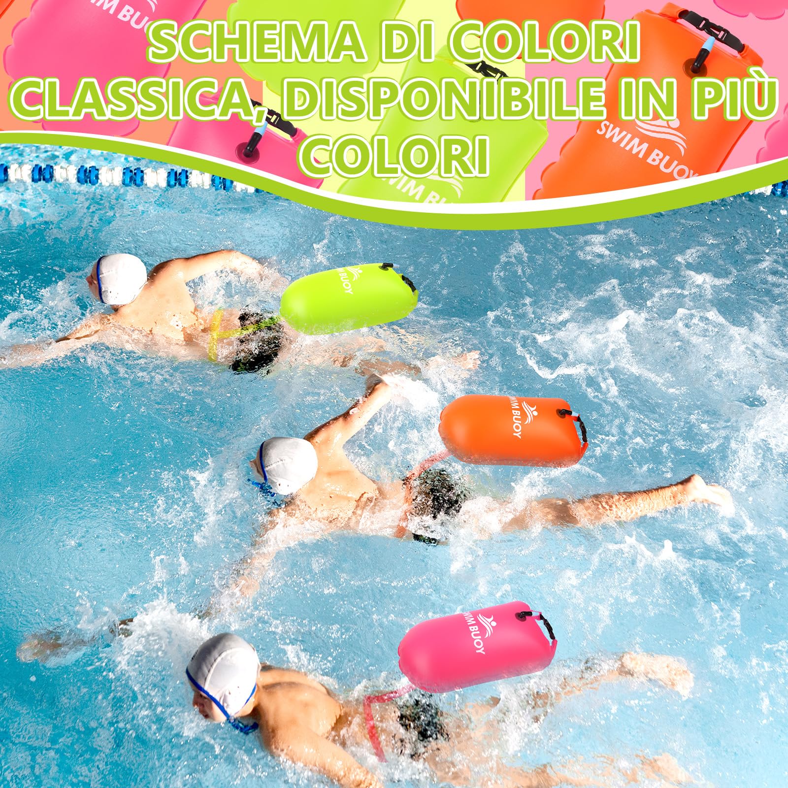 JONRRYIN Boa da nuoto da 28 l, sacco a secco e galleggiante, dispositivo di sicurezza per nuoto in acqua libera, boa ideale per triathlon, surfisti