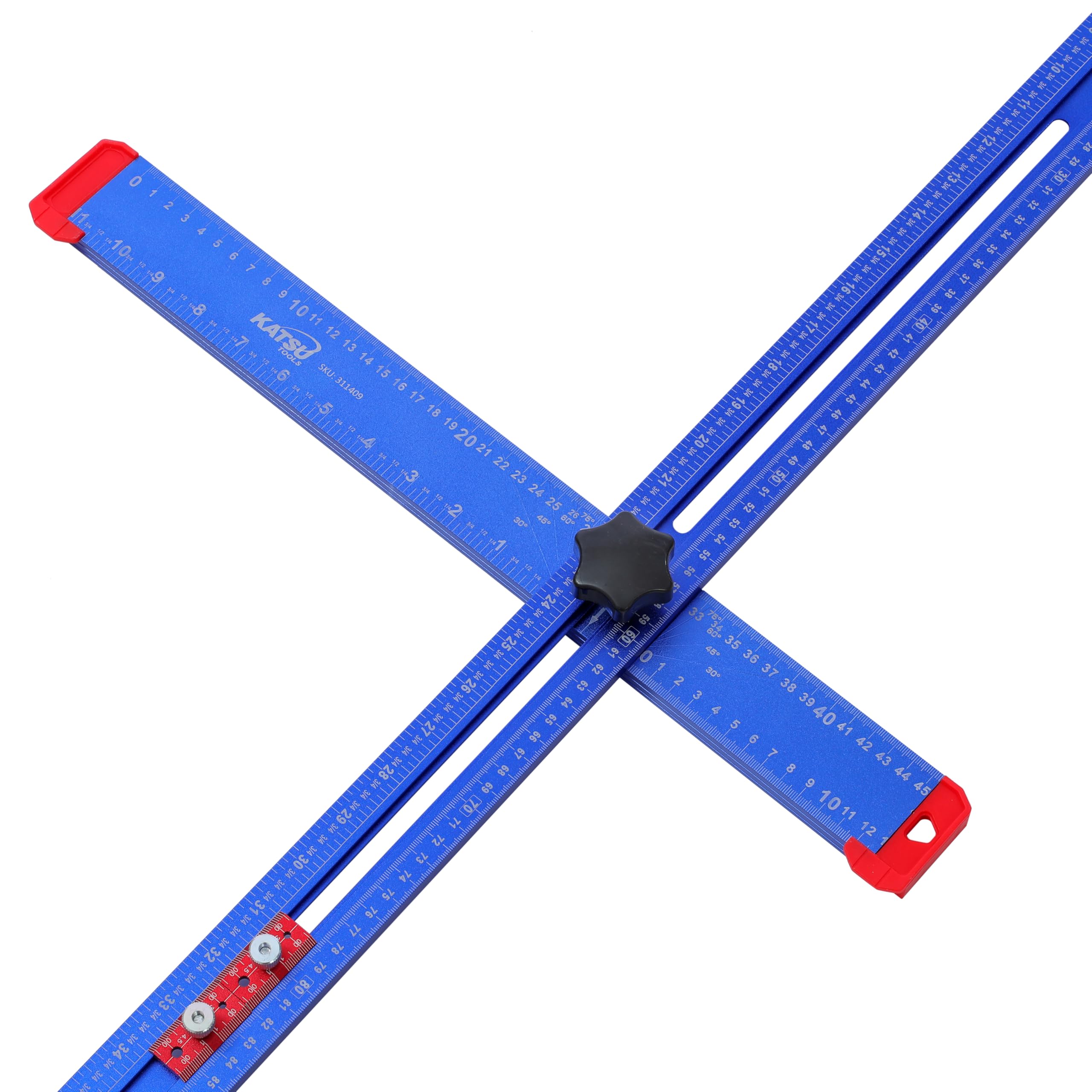 KATSU Tools Righello di posizionamento 4 in 1 da 1200 mm, in lega di alluminio, maschera per hardware per armadietto, lavorazione del legno, modello 311409