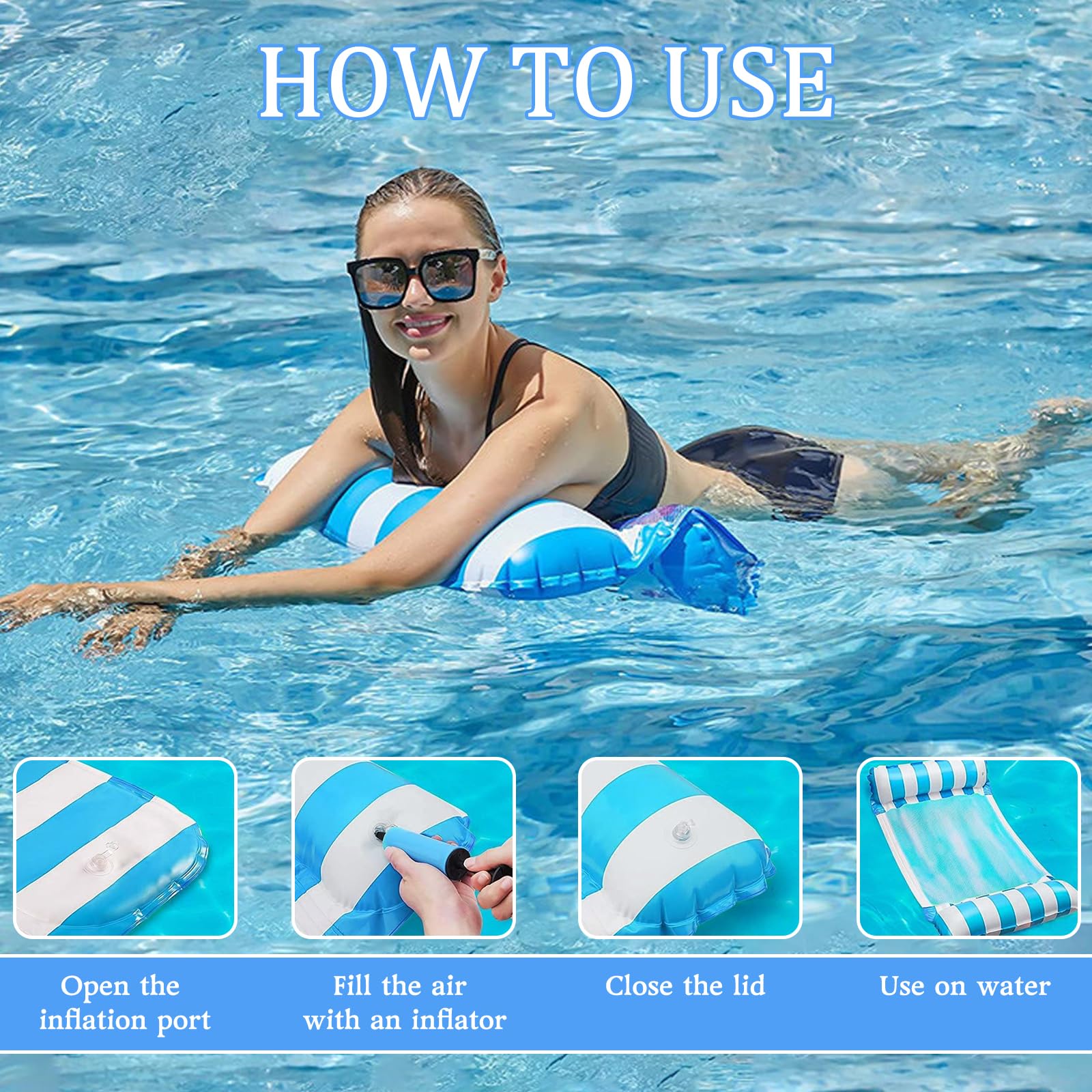 EDLMKM Inflatable Hammock Swimming Pool Float Hammock, Swimming Floats Water Hammockk, Pool Inflatables, Water Floating Rafts - Image 4