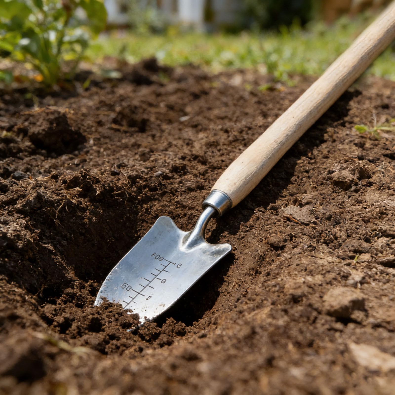 Przeszczep ogrodowy z długim uchwytem, wąska metalowa kielnia ze skalą głębokości, 49 cm głęboka łopatka do sadzenia, klasyczne narzędzie do pielenia z drewnianym uchwytem, sadzarka wiosenna do
