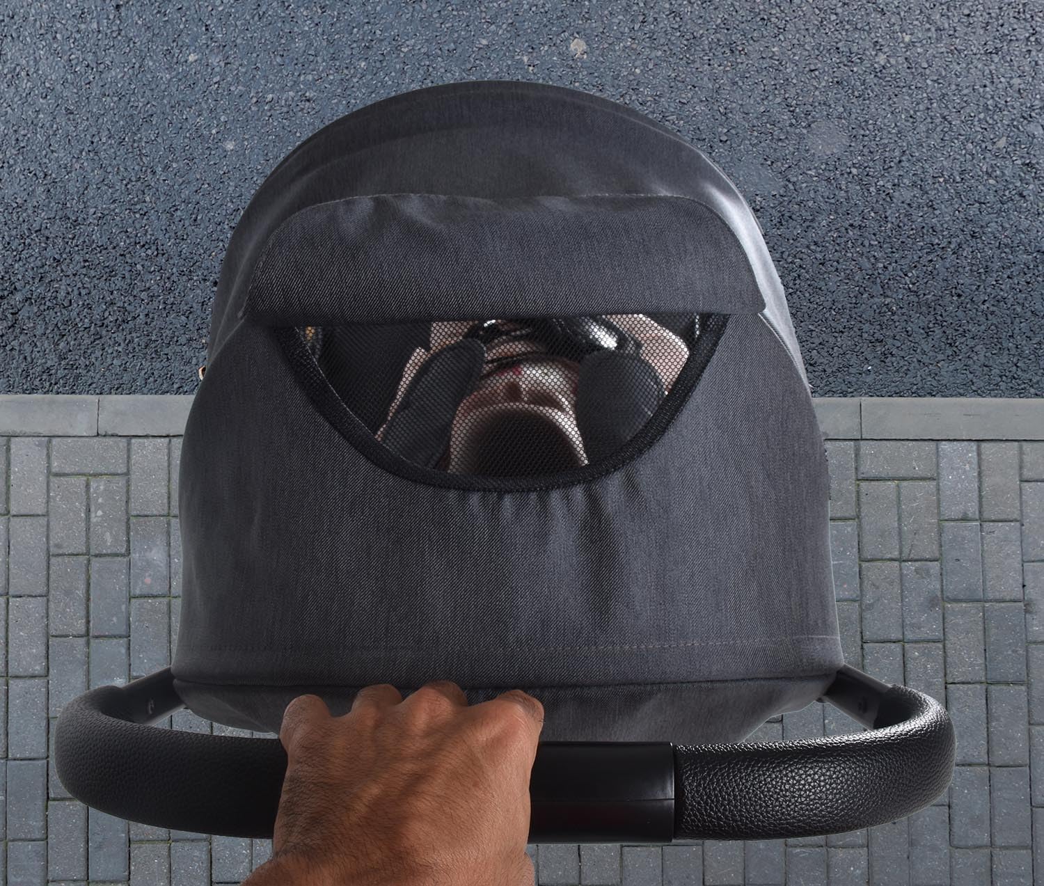 BEBE2LUXE Okto – Poussette canne ultra‑compacte naissance–4 ans (0‑22 kg), 6,9 kg, pliage d'une‑main, position allongée, harnais 5 pts, canopy XXL (gris)