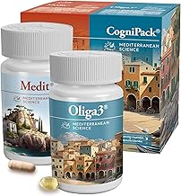 CogniPack | Memory and Concentration Vitamins | Omega 3 EPA DHA with Vitamin E, Vitamin D, Magnesium, Zinc, Selenium | Saffron and Grape Extract | Mediterranean Diet for the Active Mind | 60 Capsules