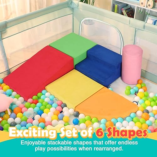 Miniatura 6 de Juego de 6 piezas de bloques de escalada de espuma para bebés para niños pequeños – Juguetes de escalada para bebés para niños pequeños – Escalada