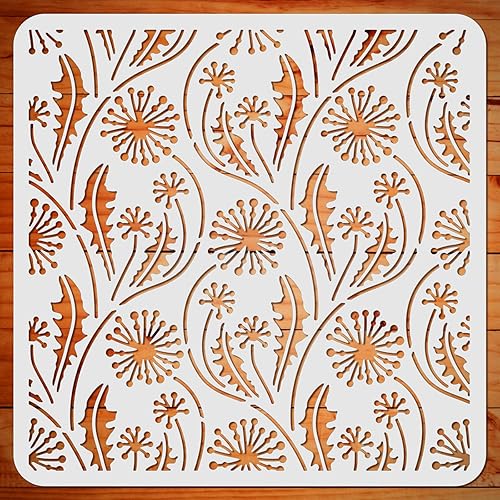 ORIGACH Plantilla de diente de león reutilizable con textura de diente de león para pintar sobre madera, lienzo, papel, tela, piso, pared y azulejos