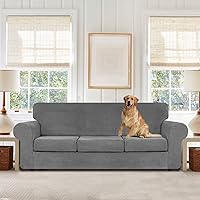 Vista 220 de WEERRW Fundas de terciopelo para sofá de 2 cojines, fundas de sofá de felpa de terciopelo de lujo de alta elasticidad, con parte inferior elástica