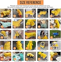 Vista 6 de SlowTon Chubasquero para perros, chaqueta de lluvia ajustable para perros con capucha transparente de doble capa, poncho impermeable con tiras