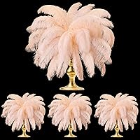 Vista 13 de TaoBary 60 plumas de avestruz naturales blancas para el día de San Valentín, boda, fiesta de cumpleaños, centros de mesa blancos de 12-14, 10-12