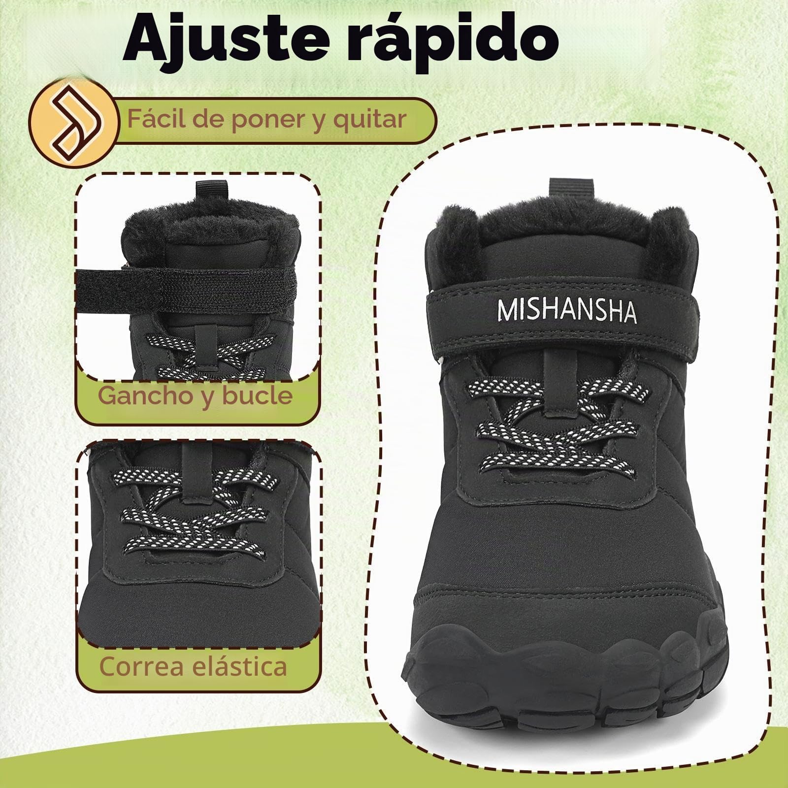 Mishansha Botas de Nieve Niños Calientes Forradas | Zapatos Barefoot，Invierno Niñas Botines，Invierno Niño Zapatos，Chill II，Puntera Ancha，Senderismo，Ligeras ，Antideslizante