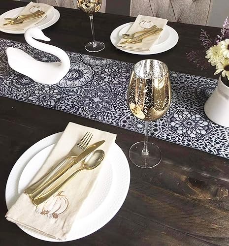 Miniatura 6 de Juego de cubiertos de plástico dorado de 120 piezas, reutilizables y reciclables, utensilios de plástico dorado para bodas, aniversarios, duchas,