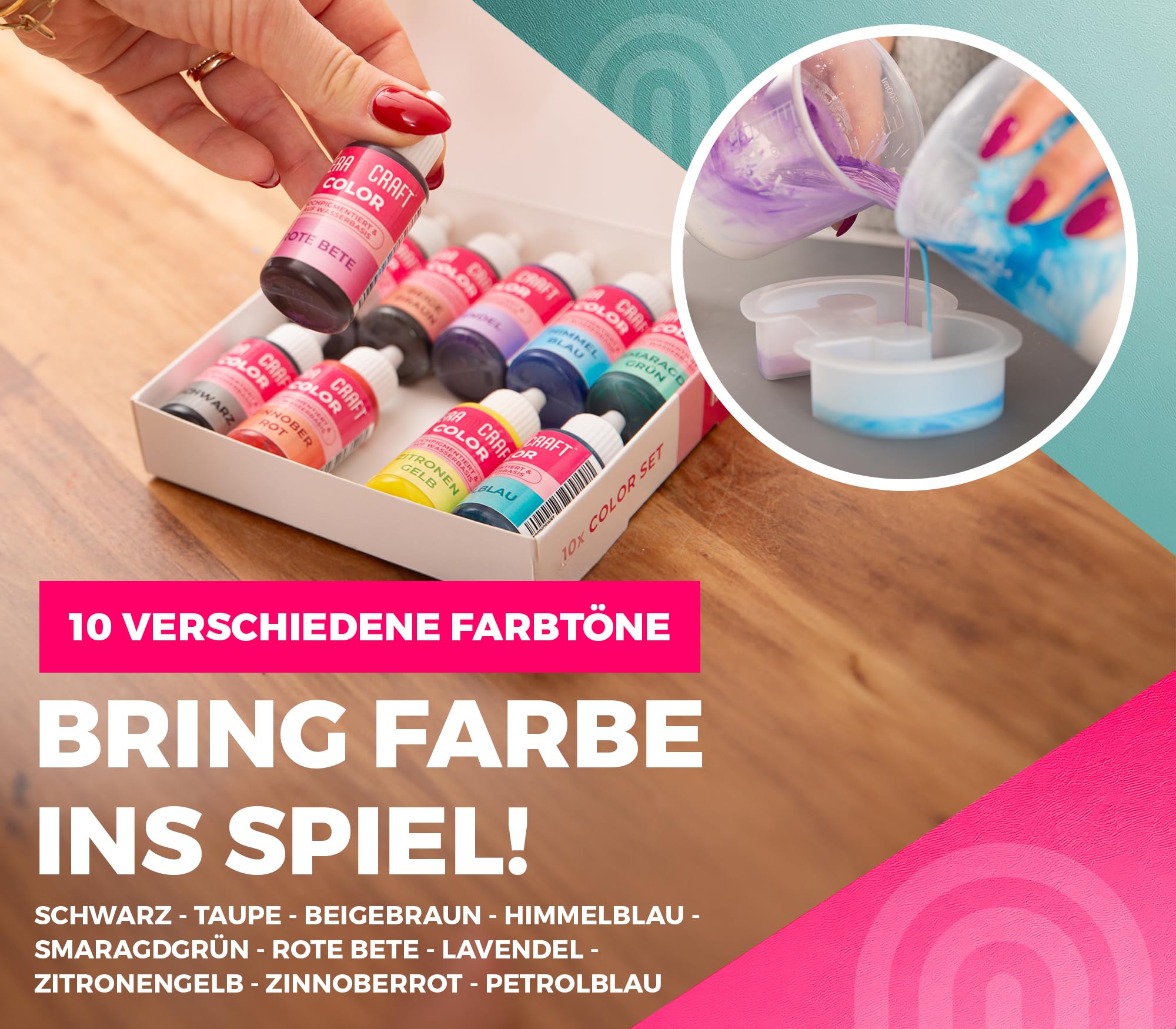 KERACRAFT Color Lot de 10 pigments de couleur pour poudre de coulée 25 ml
