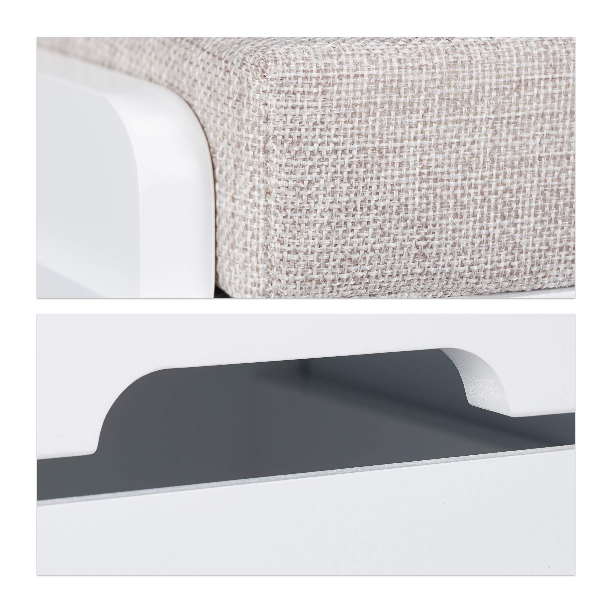 Relaxdays Panca con Contenitore, 3 Cassetti & 1 Cuscino, Cassapanca da Cucina, HxLxP: 44 x 105 x 35 cm, Bianco