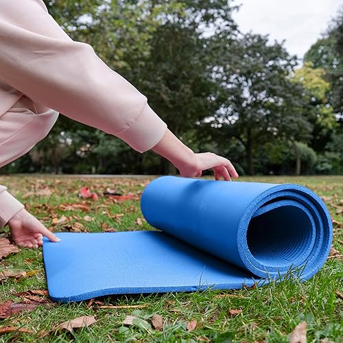 Miniatura 6 de Fitvids - Tapete de yoga de 1 pulgada extra grueso de alta densidad con superficie antideslizante y correa de transporte para hombres y mujeres,