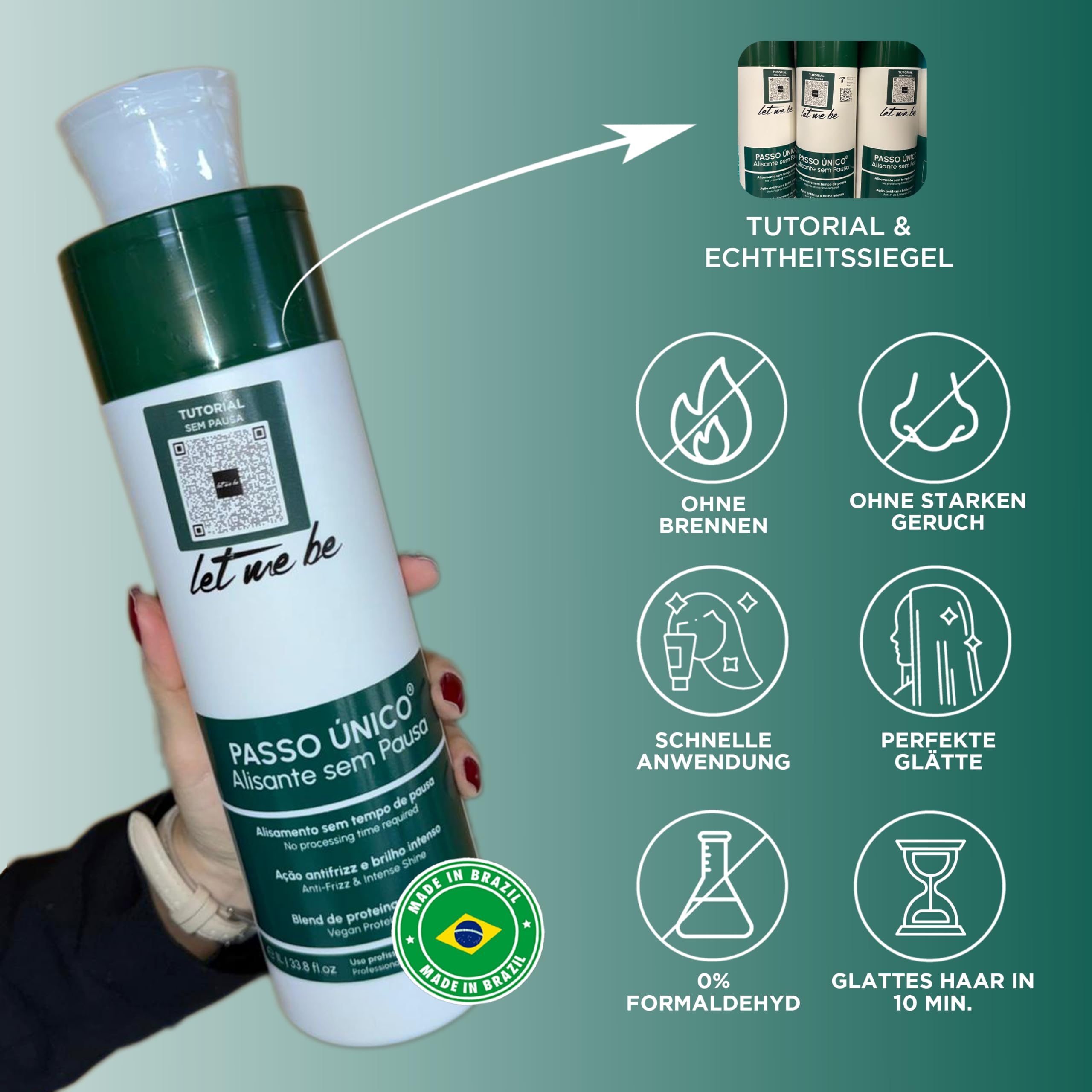 Let Me Be – NEUES BRASILIANISCHES GLÄTTUNGSPRODUKT OHNE WARTEZEIT! Vegan & Formaldehydfrei, Keratin Haarglättung mit Aminosäuren, hydrolysiertem Keratin, Anti-Frizz Pflege - 500ml