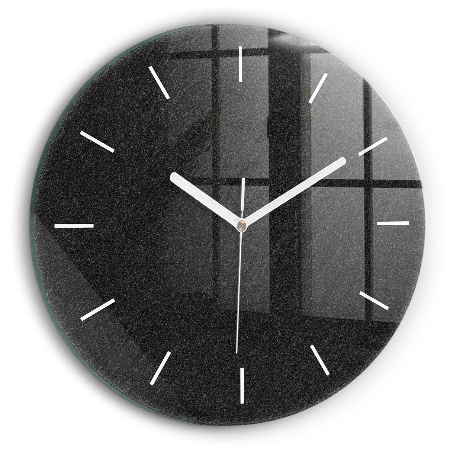 Horlogerie Moderne Wallfluent 30 cm en Verre Roche Noire