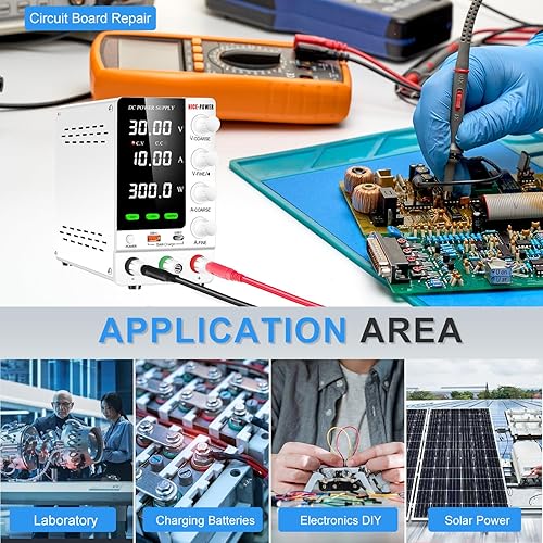 Miniatura 7 de NICE-POWER Fuente de alimentación CC variable 30V 10A, fuente de alimentación de banco de CC regulada ajustable con codificador, interruptor de