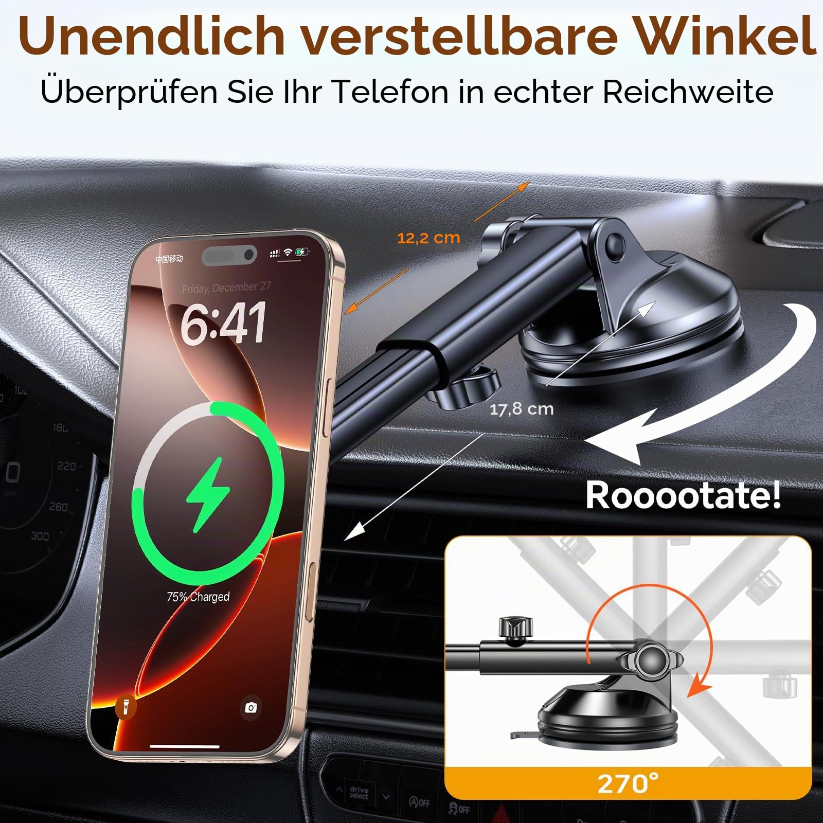 für Magsafe Autohalterung mit Ladefunktion【100% stabil】15W Handyhalterung Auto MagSafe Autohalterung Ladegerät【Lüftung Armaturenbr】Wireless Magnetische Auto Handyhalterung für iPhone Air 17 16 15 14