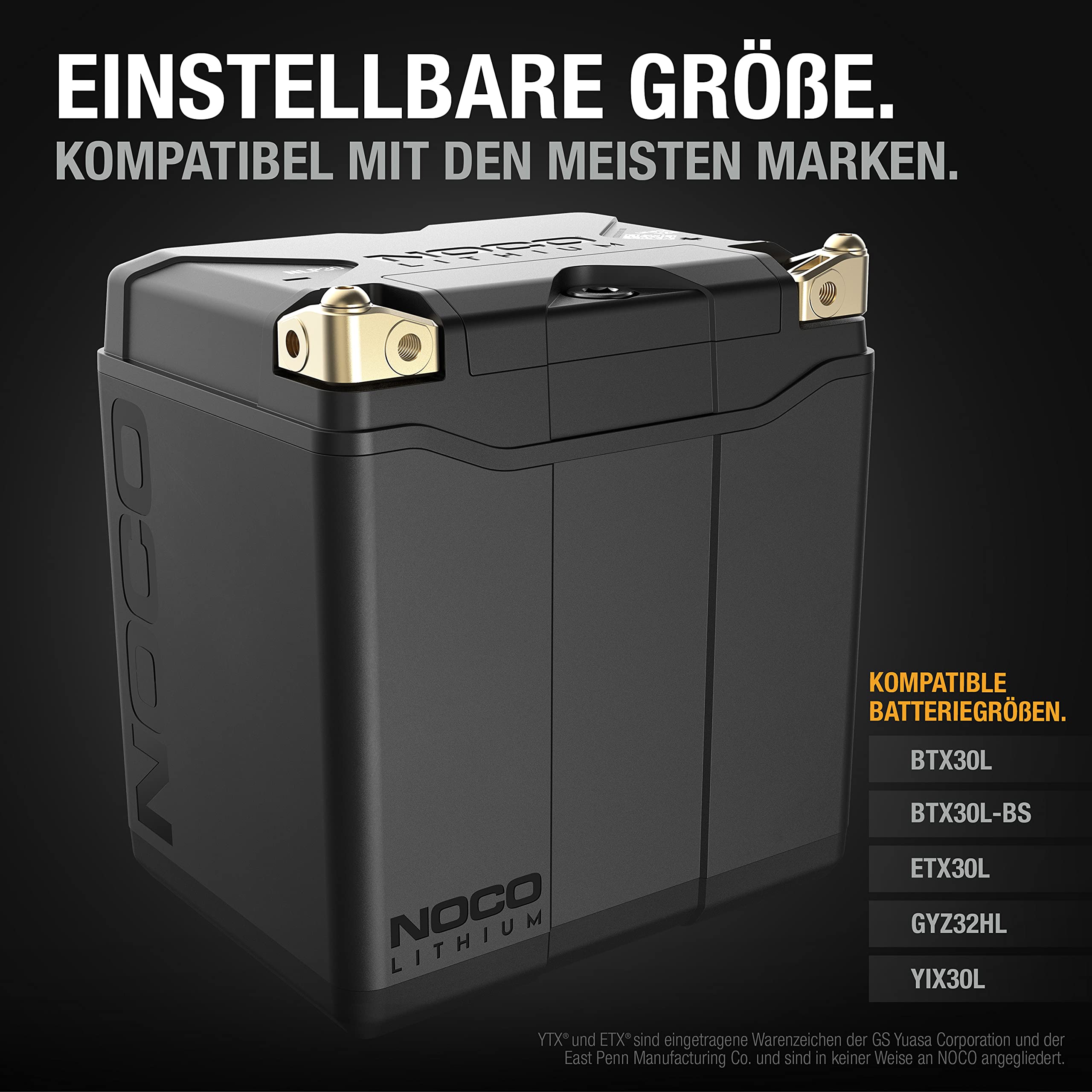 NOCO Lithium NLP30: Ultraleichte 12V Lithium Motorradbatterie – Gruppe 30 – 8Ah – 700A Startstrom – Intelligentes BMS – für Motorräder, Enduros, Quads, Roller und mehr