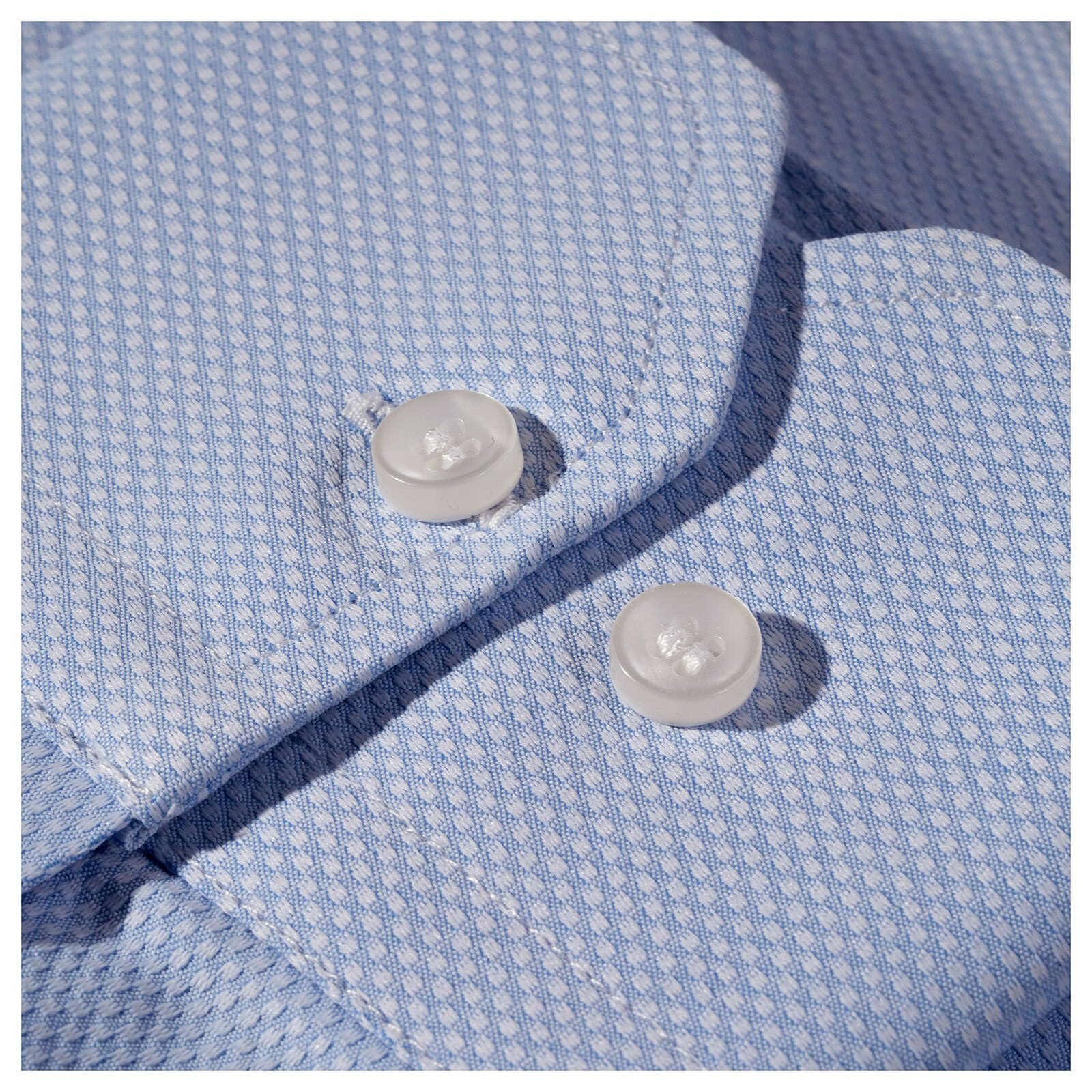 Holyart Camicie Clergyman: Camicia clergyman seta celeste nido d'ape M. Lunga Cococler